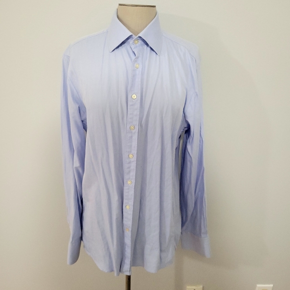 Thomas Pink Light Blue Slim Fit Button Down Dress Shirt 15.5